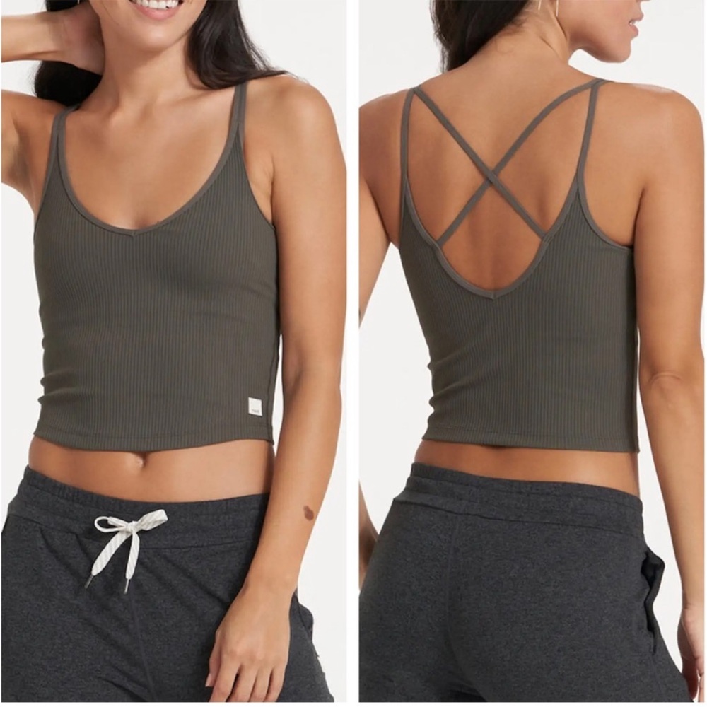 Vuori Olive Green Ribbed Tank Top